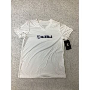 Holloway Girls PG Baseball White Dry-Excel Performance V-Neck T-Shirt Size M NWT